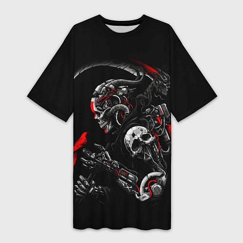 Женская длинная футболка Ронин самурай киборг / 3D-принт – фото 1