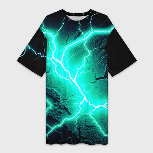 Женская длинная футболка Color light blue black / 3D-принт – фото 1