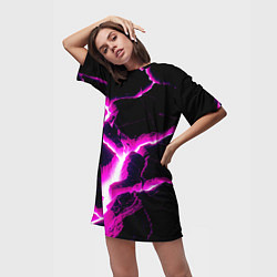 Футболка женская длинная Color pink black, цвет: 3D-принт — фото 2