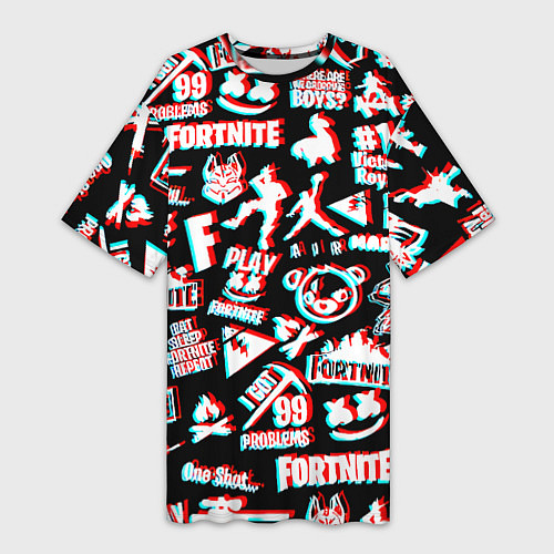 Женская длинная футболка Fortnite glitch game / 3D-принт – фото 1
