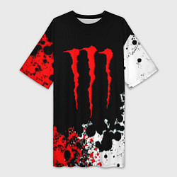 Женская длинная футболка Monster energy брызги красок