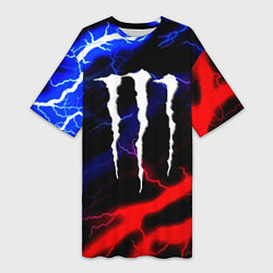 Женская длинная футболка Monster energy молнии неон