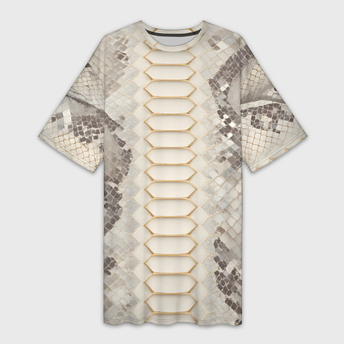 Женская длинная футболка Светлая кожа змеи / 3D-принт – фото 1