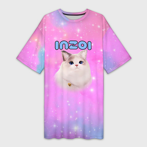 Женская длинная футболка Inzoi розовый фон / 3D-принт – фото 1