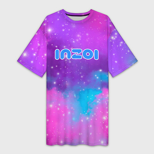 Женская длинная футболка Inzoi фиолетовые оттенки / 3D-принт – фото 1