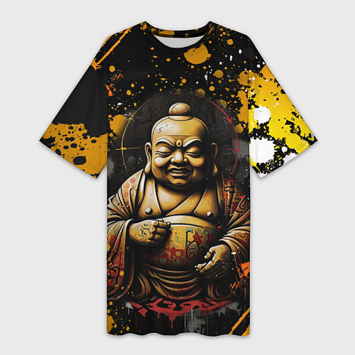 Женская длинная футболка Хотэй Бог счастья веселья и благополучия / 3D-принт – фото 1