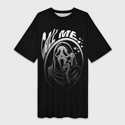 Футболка женская длинная Позвони мне смерть с телефоном, цвет: 3D-принт