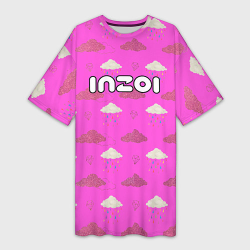 Женская длинная футболка Inzoi логотип игры на розовом / 3D-принт – фото 1