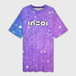 Футболка женская длинная Inzoi фиолетовый фон и блестки, цвет: 3D-принт