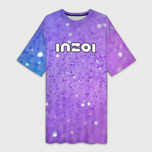 Женская длинная футболка Inzoi фиолетовый фон и блестки / 3D-принт – фото 1