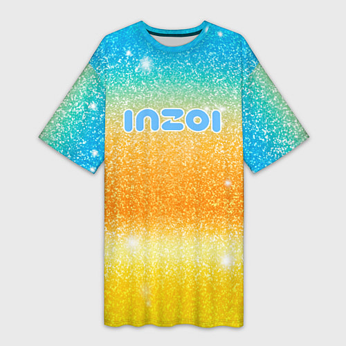 Женская длинная футболка Inzoi лого и блестки / 3D-принт – фото 1