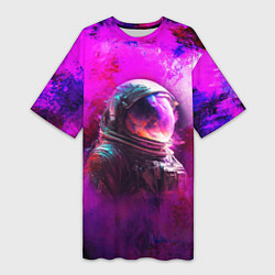 Футболка женская длинная Космонавт красочный, цвет: 3D-принт