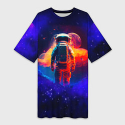 Футболка женская длинная Огненный путь космонавта, цвет: 3D-принт