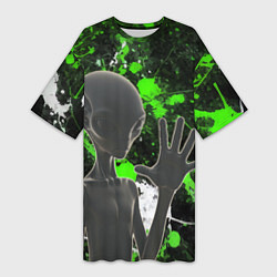 Футболка женская длинная Инопланетянин и его эктоплазма, цвет: 3D-принт