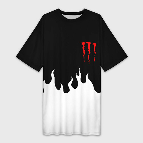 Женская длинная футболка Monster energy red logo / 3D-принт – фото 1