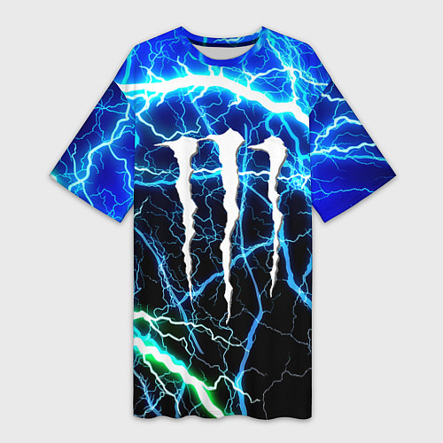 Женская длинная футболка Monster energy electro / 3D-принт – фото 1