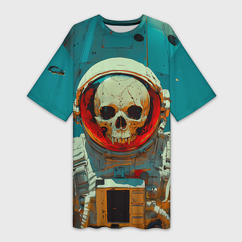 Женская длинная футболка Скелет космонавта в скафандре / 3D-принт – фото 1