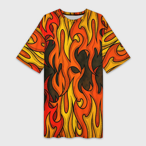 Женская длинная футболка Языки пламени арт / 3D-принт – фото 1