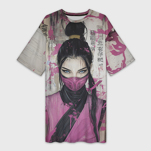 Женская длинная футболка Милина в японском стиле / 3D-принт – фото 1