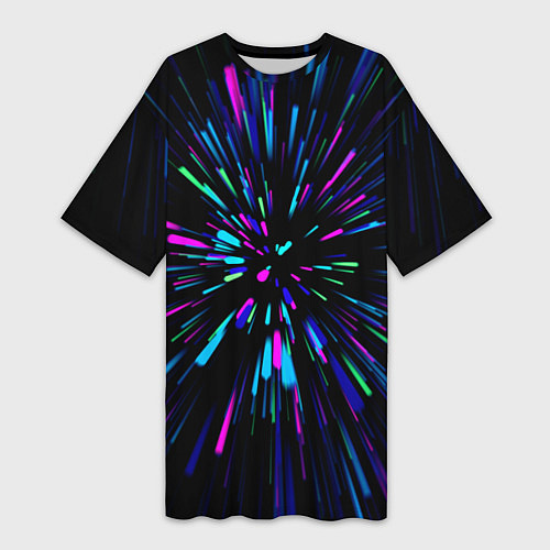 Женская длинная футболка Neon rods / 3D-принт – фото 1