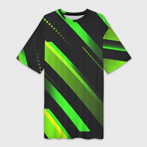 Женская длинная футболка Color black green / 3D-принт – фото 1