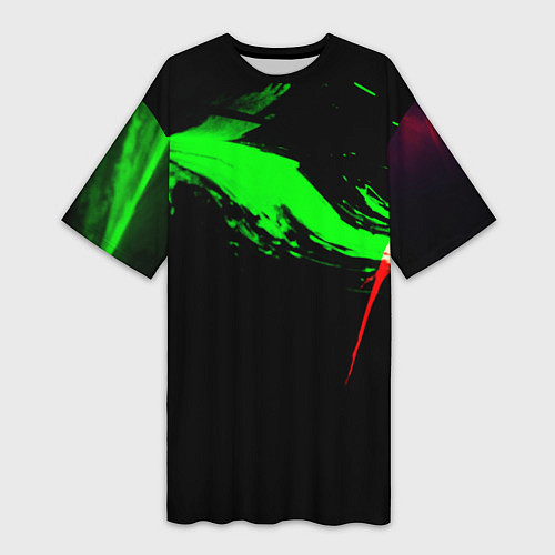 Женская длинная футболка Color black green red / 3D-принт – фото 1
