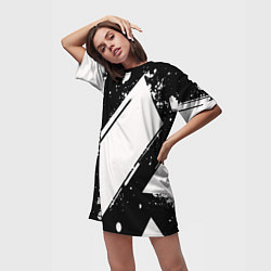 Футболка женская длинная Color black white, цвет: 3D-принт — фото 2