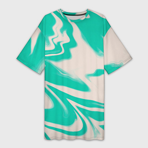 Женская длинная футболка Color white turquoise / 3D-принт – фото 1