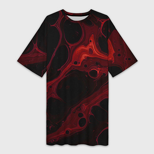 Женская длинная футболка Черно-красная размытая абстракция / 3D-принт – фото 1