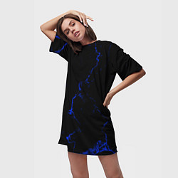 Футболка женская длинная Color black blue, цвет: 3D-принт — фото 2