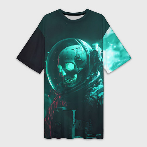 Женская длинная футболка Скелет в космосе / 3D-принт – фото 1