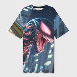 Футболка женская длинная Чужой в аниме стиле, цвет: 3D-принт