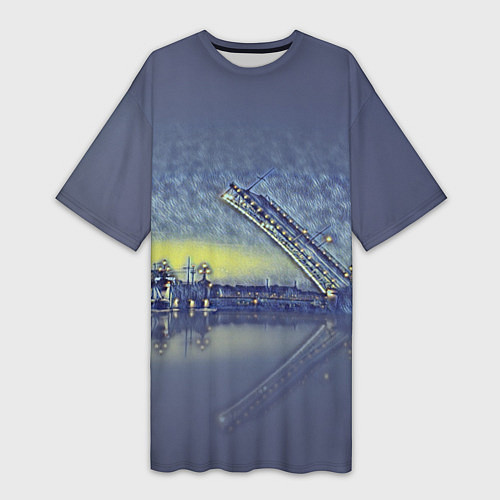 Женская длинная футболка Разводной мост / 3D-принт – фото 1