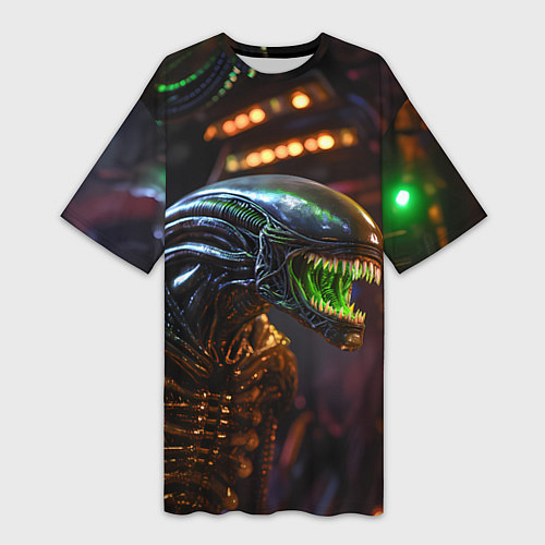 Женская длинная футболка Злой Чужой / 3D-принт – фото 1