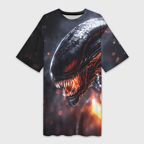 Женская длинная футболка Голова Чужого из космоса / 3D-принт – фото 1