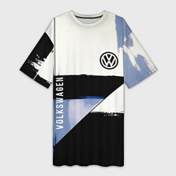 Футболка женская длинная Volkswagen логотип, цвет: 3D-принт
