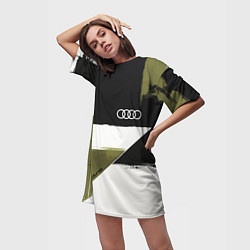 Футболка женская длинная Ауди логотип, цвет: 3D-принт — фото 2