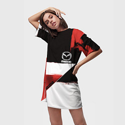 Футболка женская длинная Mazda логотип, цвет: 3D-принт — фото 2