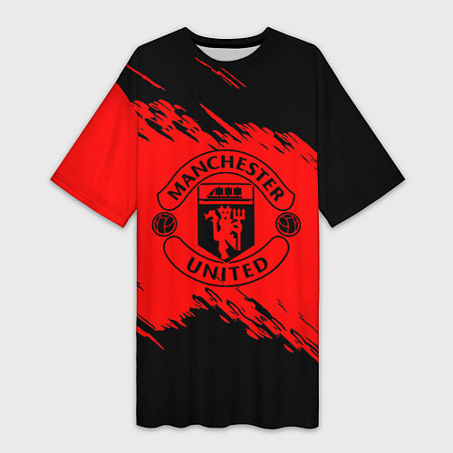 Женская длинная футболка Манчестер юнайтед текстура краски / 3D-принт – фото 1