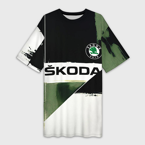 Женская длинная футболка Skoda логотип / 3D-принт – фото 1