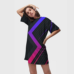 Футболка женская длинная Color black line, цвет: 3D-принт — фото 2