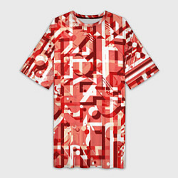 Женская длинная футболка Красно-белый объёмный эффект