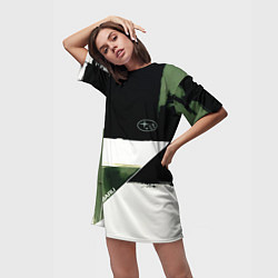 Футболка женская длинная Subaru эмблема, цвет: 3D-принт — фото 2