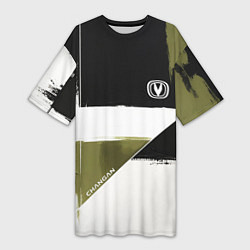 Футболка женская длинная Changan логотип, цвет: 3D-принт