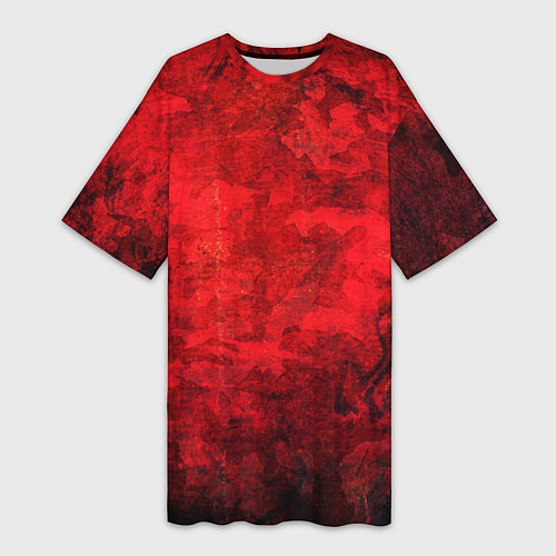 Женская длинная футболка Абстракция - red shabby wall / 3D-принт – фото 1