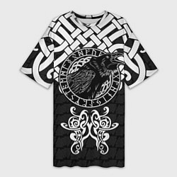 Женская длинная футболка Узор - ворон