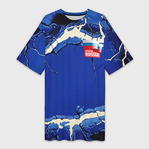 Женская длинная футболка Russia blue abstract / 3D-принт – фото 1