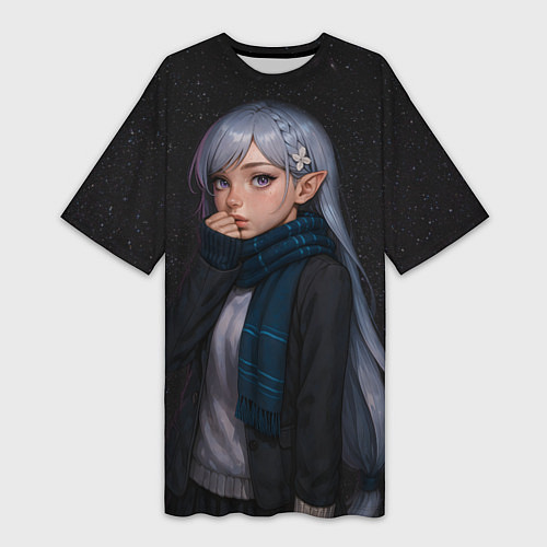 Женская длинная футболка Эмилия реализм / 3D-принт – фото 1