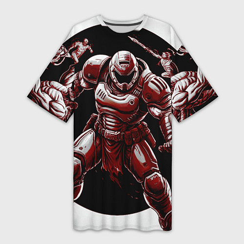 Женская длинная футболка Doom red guardian / 3D-принт – фото 1