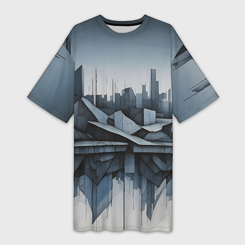 Женская длинная футболка Небоскребы и скалы / 3D-принт – фото 1